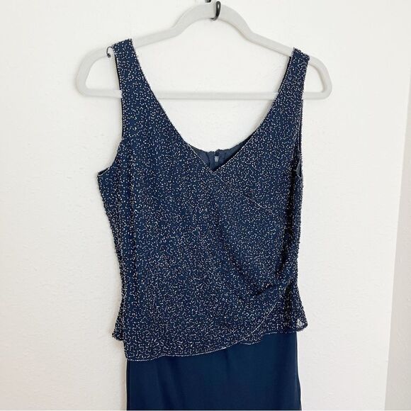 JKARA Navy Sequin Mother of Bride Evening Gown - Picture 4 of 13